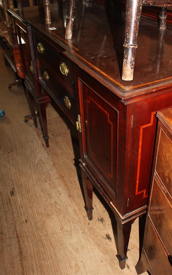 Edwardian satinwood banded mahogany inverted breakfront sideboard(-)